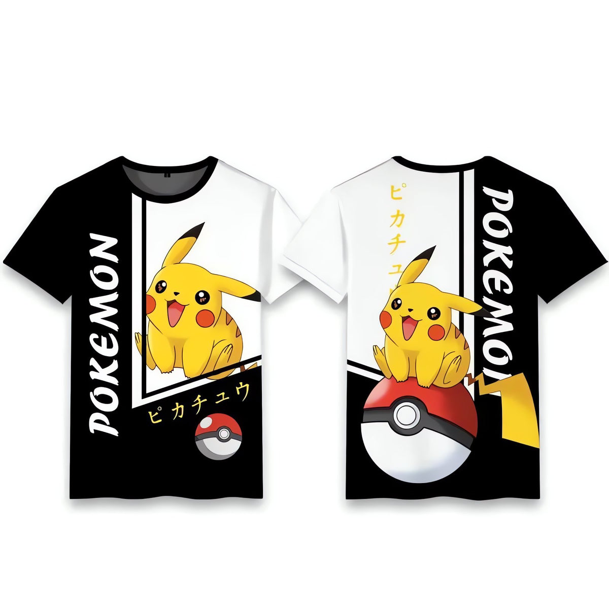 Pokémon T-shirt – Pika (Black & White)