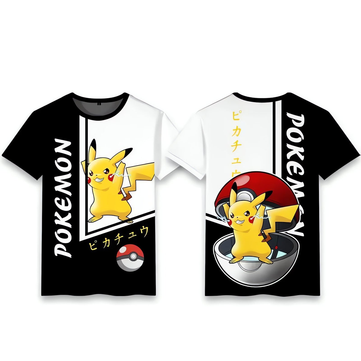 Pokémon T-shirt – Pika Poké Ball (Black & White)