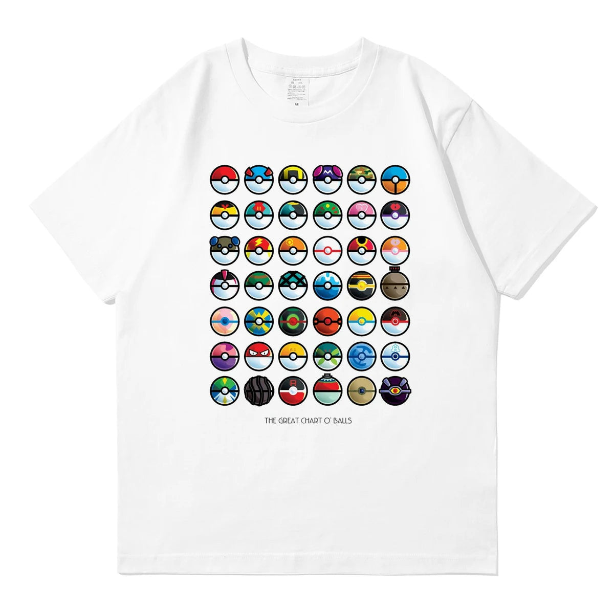 Pokémon T-shirt with a collection of Poké Balls – White A