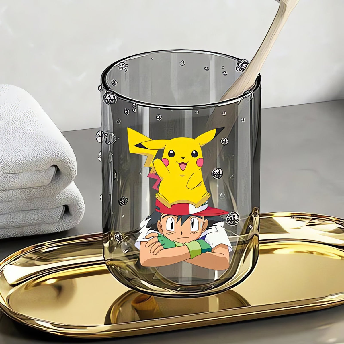 Pokémon toothbrush cup, 290ml – Ash Ketchum Pikachu Dark Grey