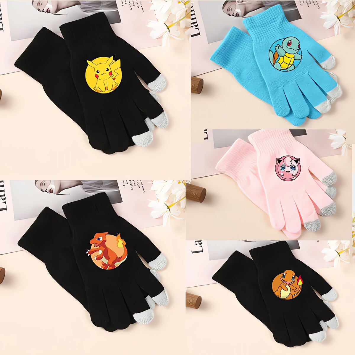 Pokémon winter gloves with touchscreen fingertips