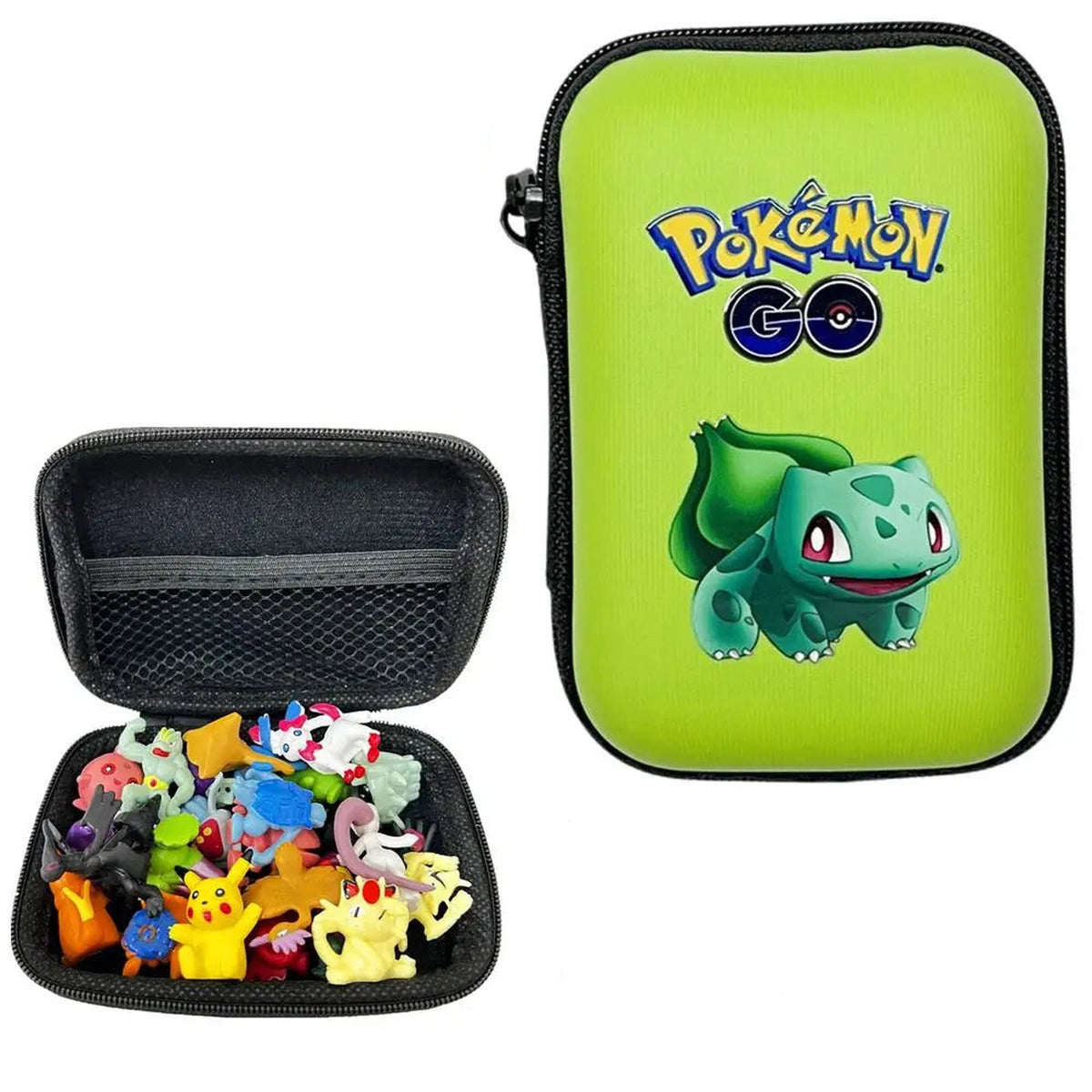 Pokémon trading card pouch and figures – Bulbasaur