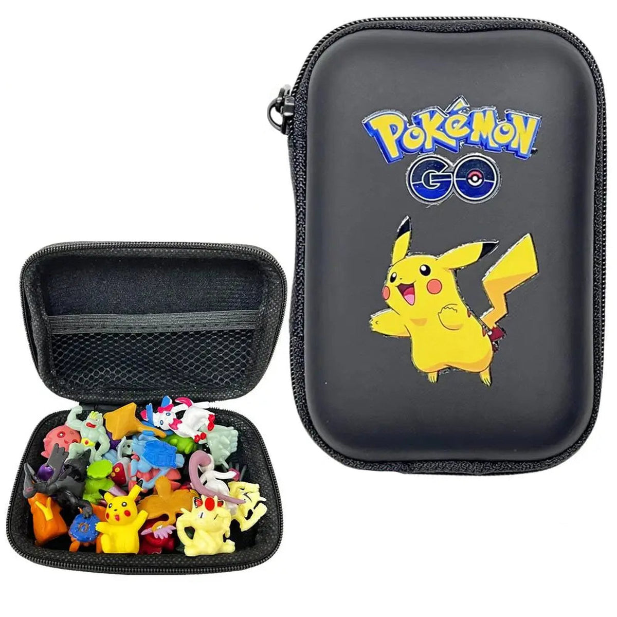 Pokémon trading card pouch and figures – Pikachu