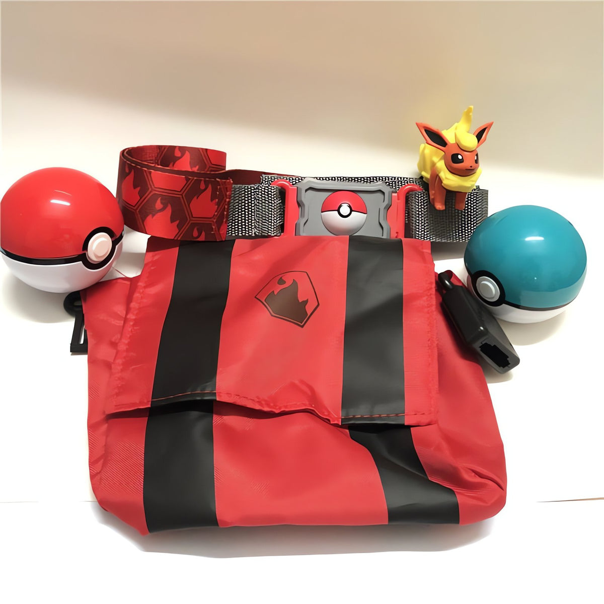 Pokémon trainer belt with two Poké Balls and a figure – photo 9