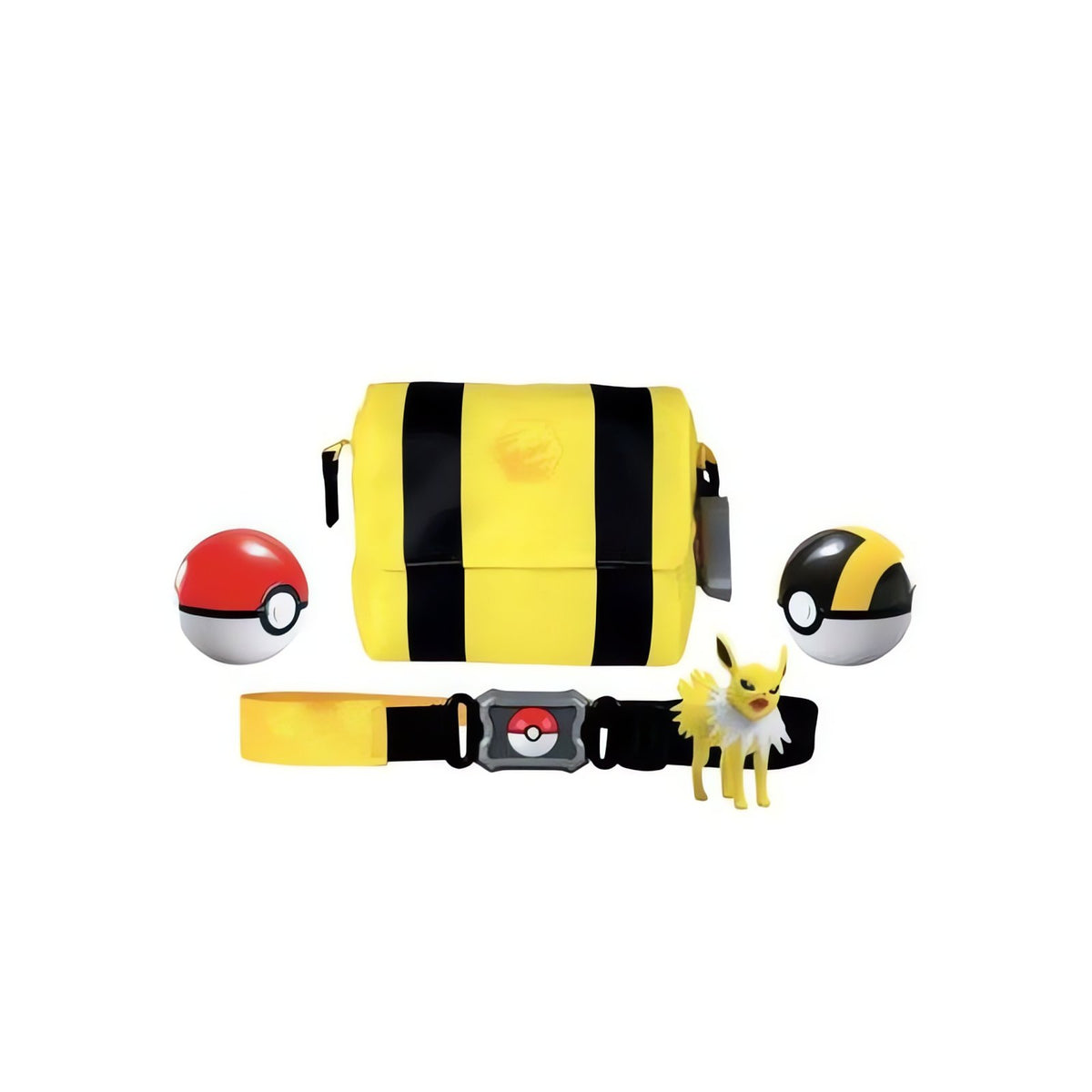 Pokémon trainer belt with two Poké Balls and a figure – Jolteon with belt and bag