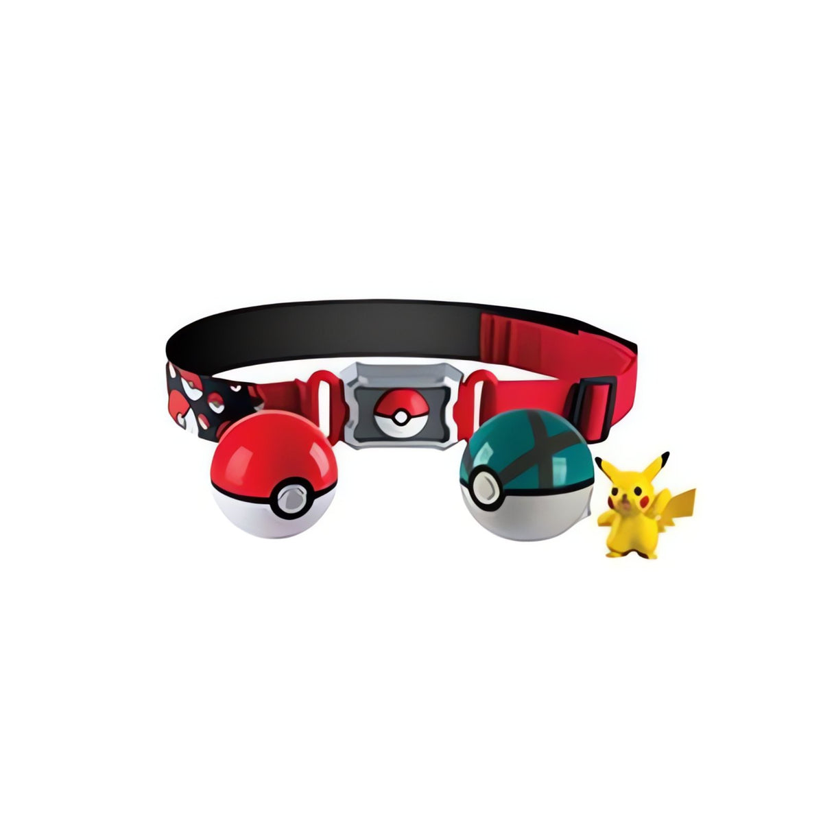 Pokémon trainer belt with two Poké Balls and a figure – Pikachu