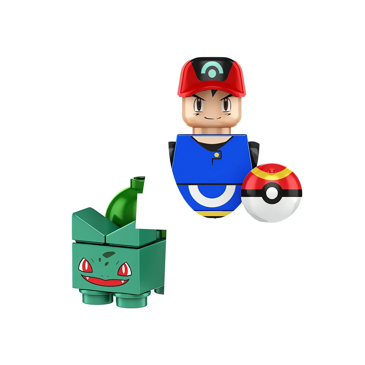 Pokémon trainer building block figure – Ash with Bulbasaur