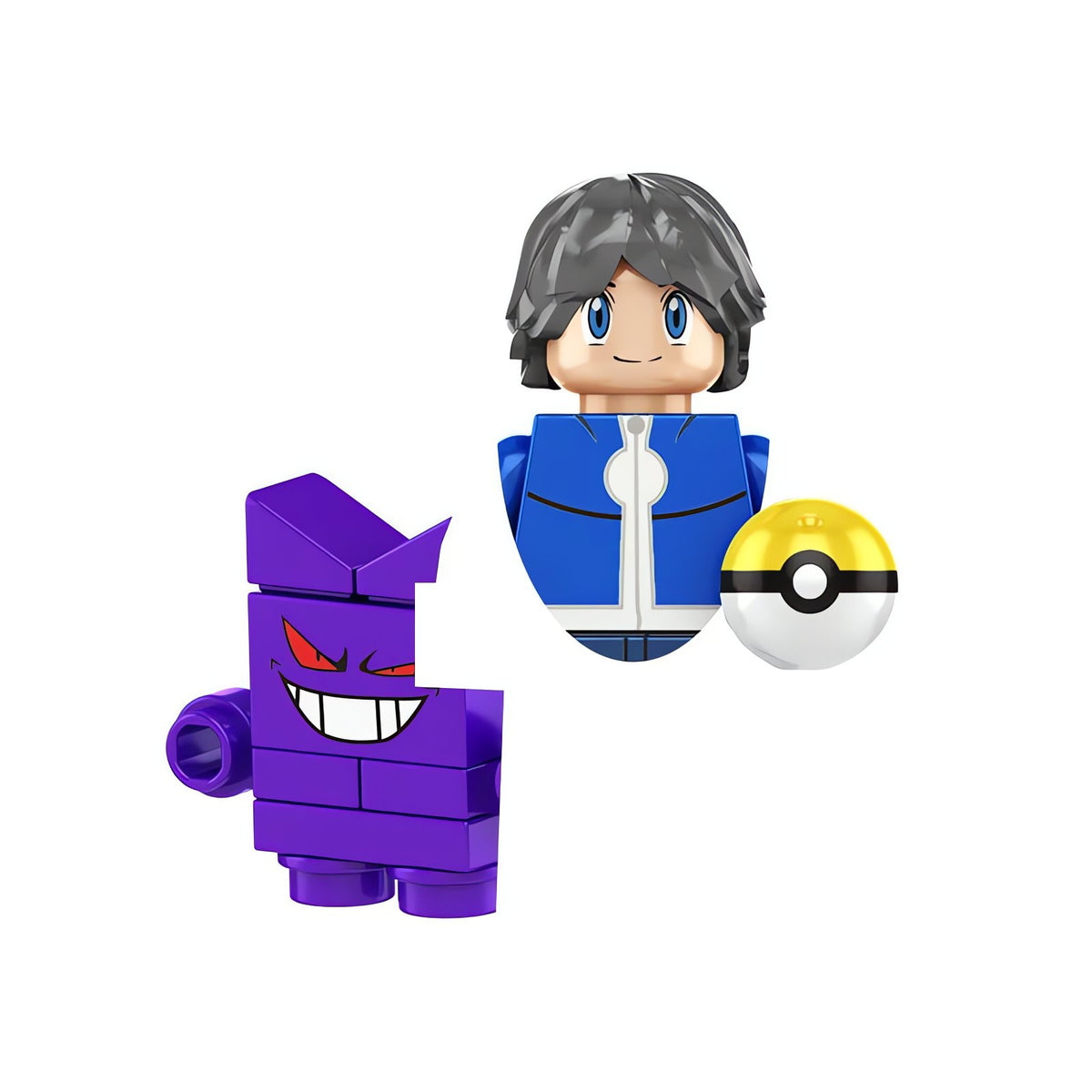 Pokémon trainer building block figure – Calem with Gengar