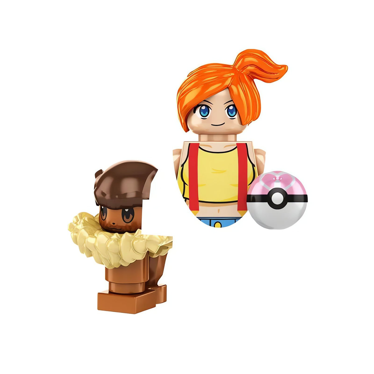 Pokémon trainer building block figure – Misty with Eevee