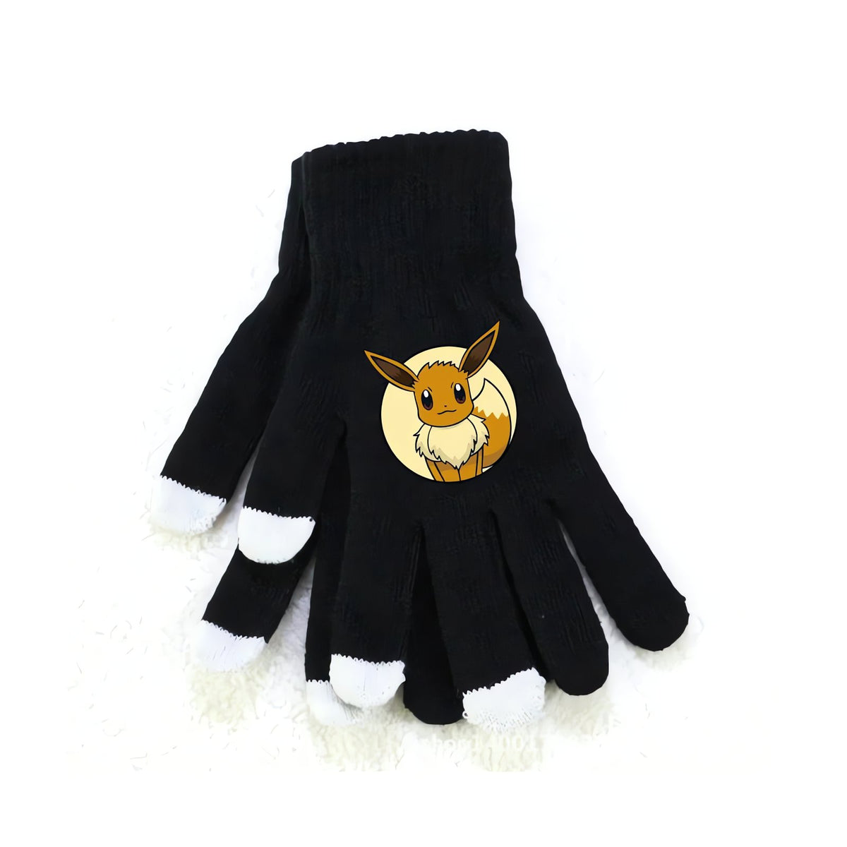 Fluffy Pokémon winter gloves – Black Eevee