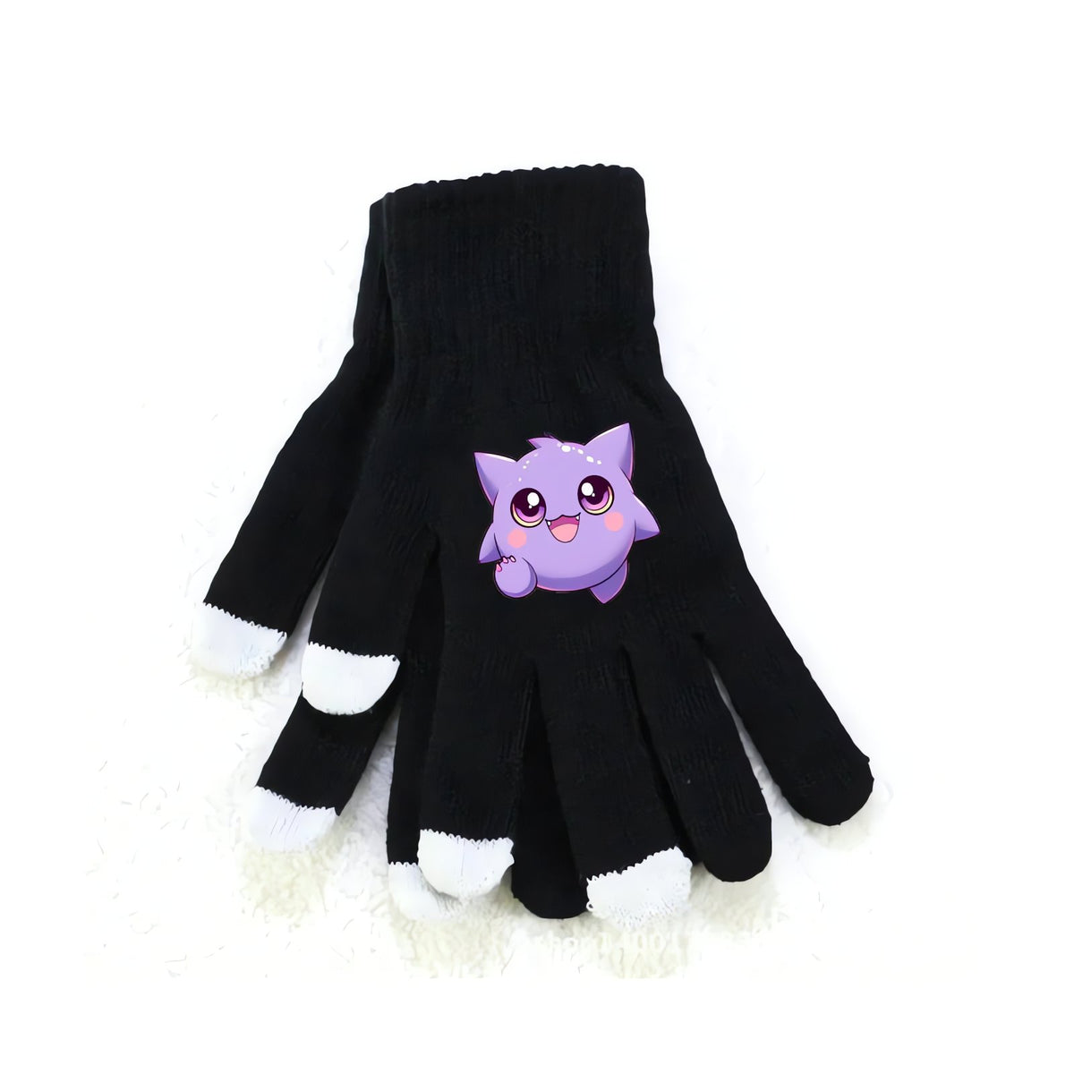 Fluffy Pokémon winter gloves – Black Jigglypuff Purple