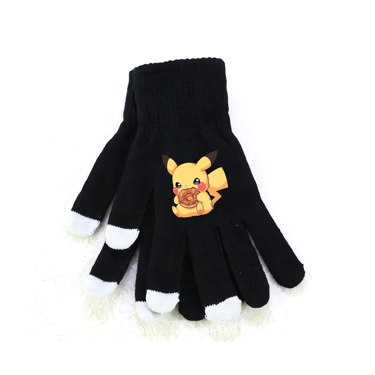 Fluffy Pokémon winter gloves – Black Pikachu B
