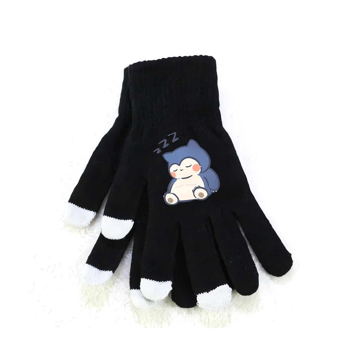 Fluffy Pokémon winter gloves – Black Snorlax