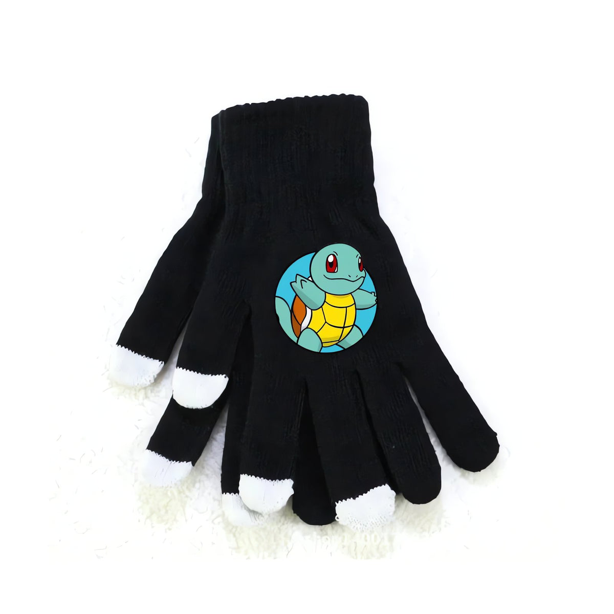 Fluffy Pokémon winter gloves – Black Squirtle