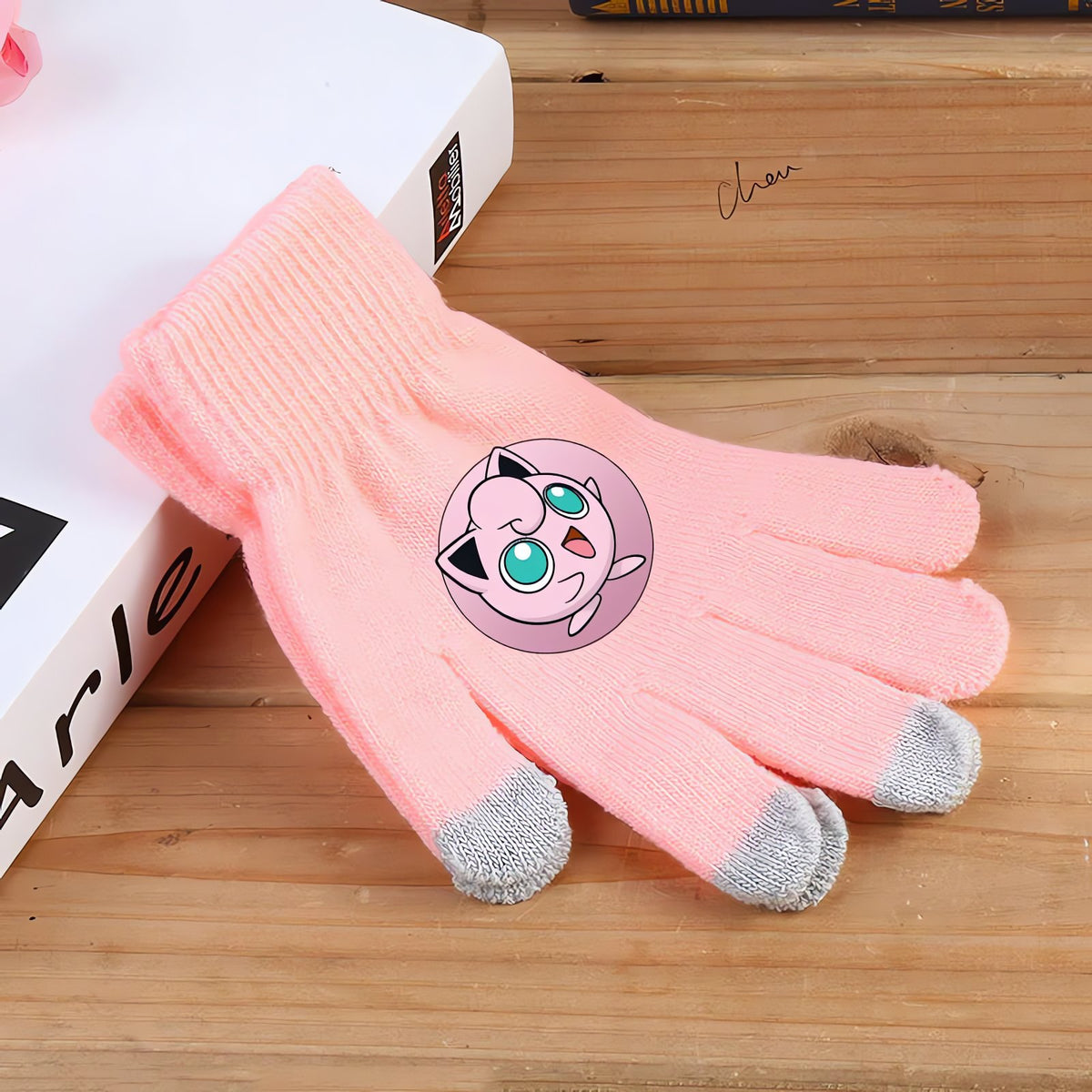 Fluffy Pokémon winter gloves – Pink Jigglypuff
