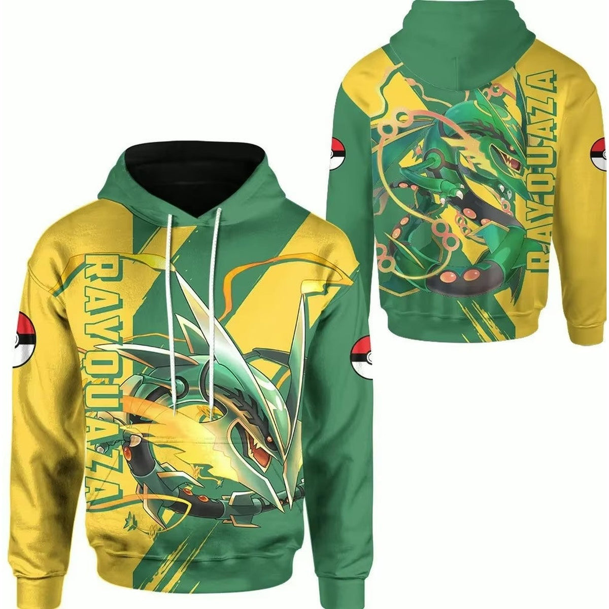Rayquaza hoodie with green and yellow print – photo 2