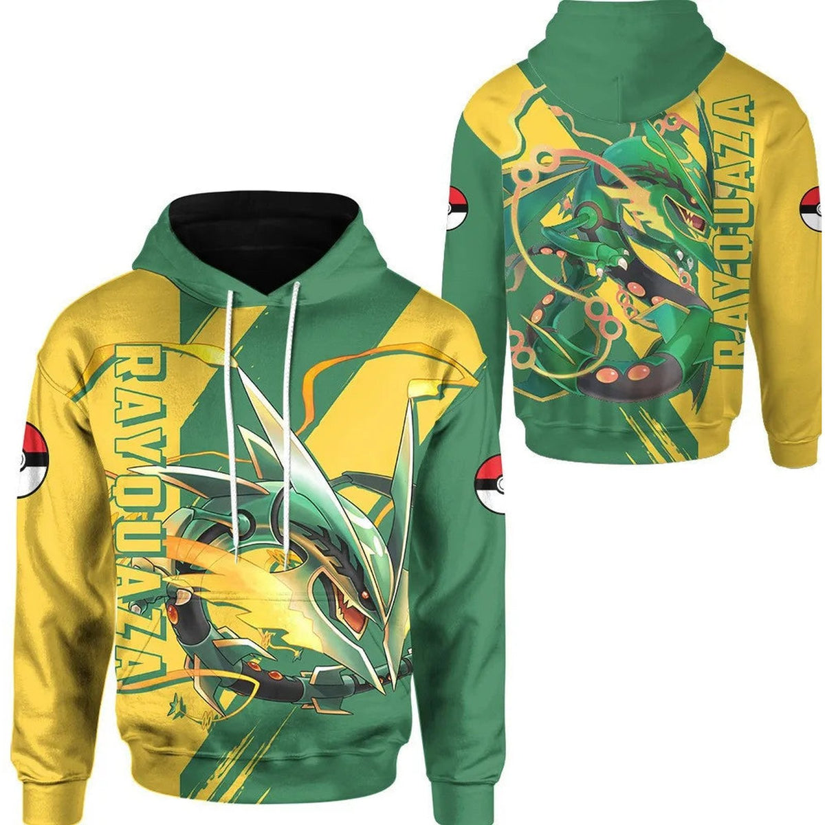 Rayquaza hoodie with green and yellow print