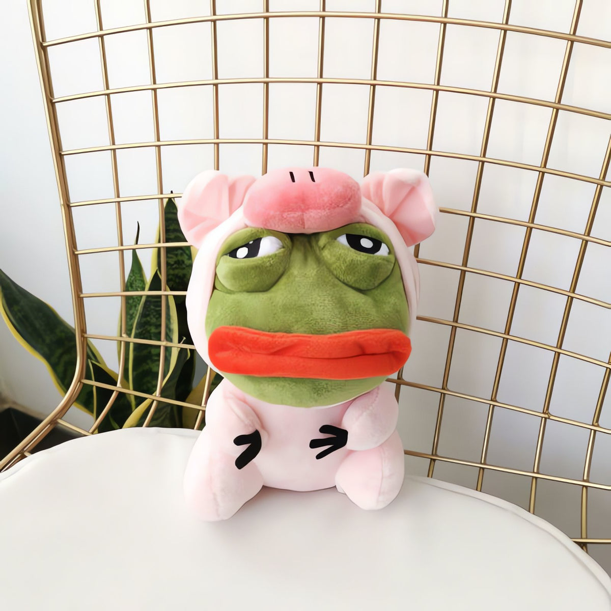 Sad Frog plush dressed in a Pokémon costume – Pink 2