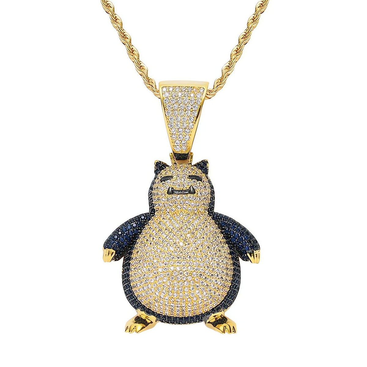 Snorlax pendant necklace on 60cm chain – Gold