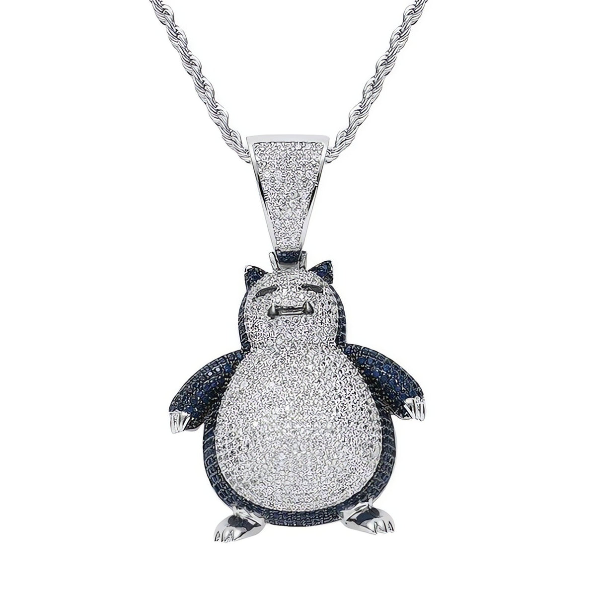 Snorlax pendant necklace on 60cm chain – Silver