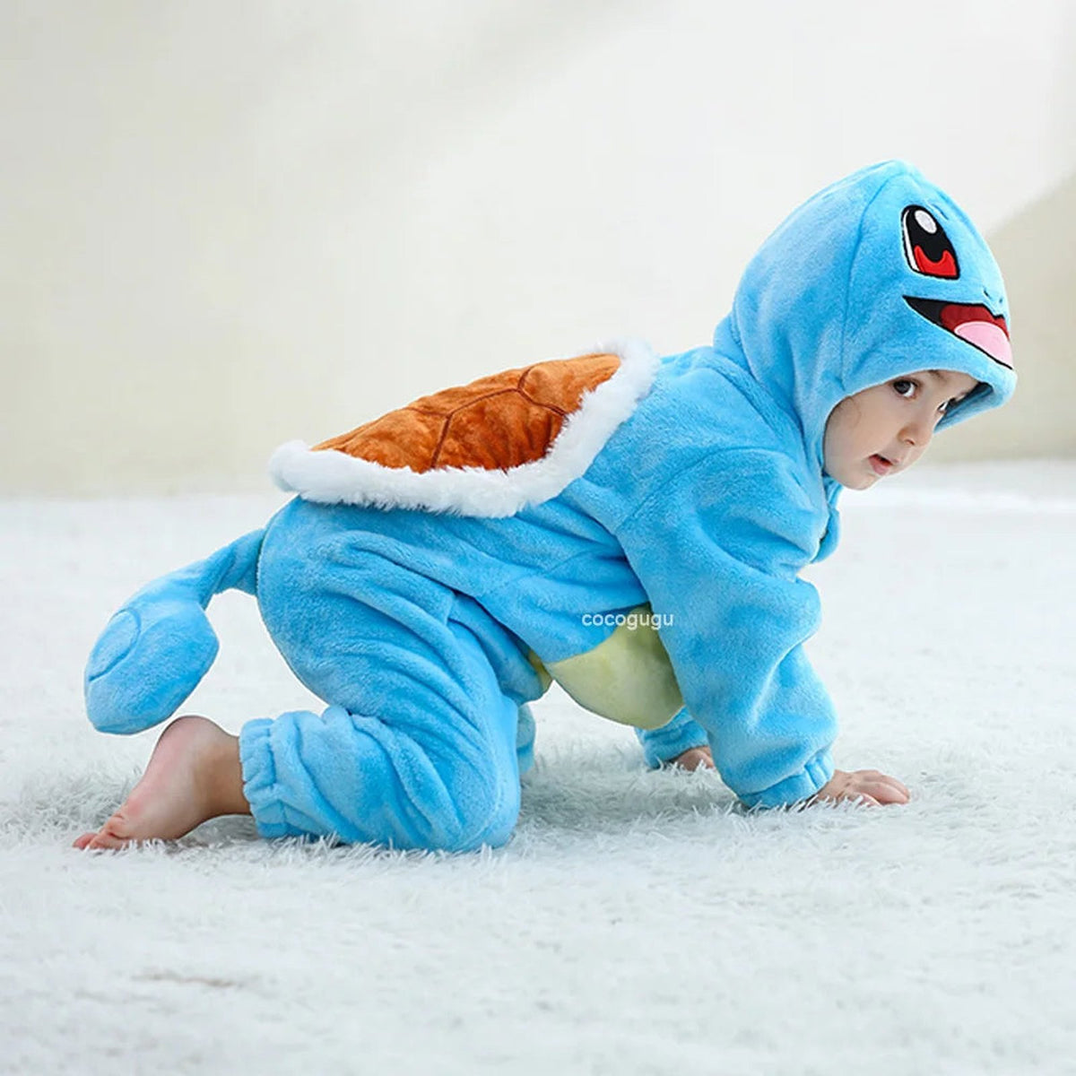 Squirtle baby romper with hood