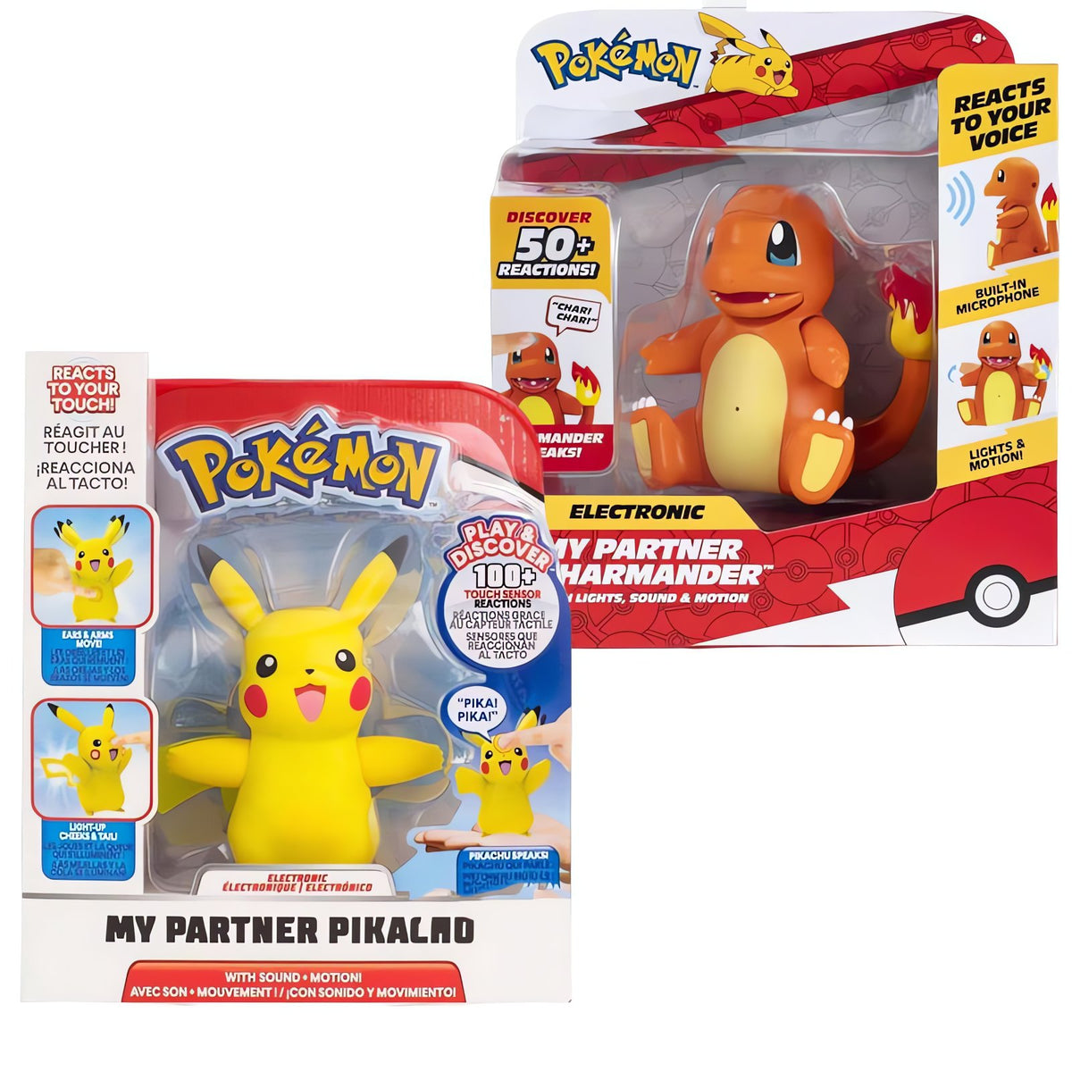 Talking Pikachu and Charmander figures