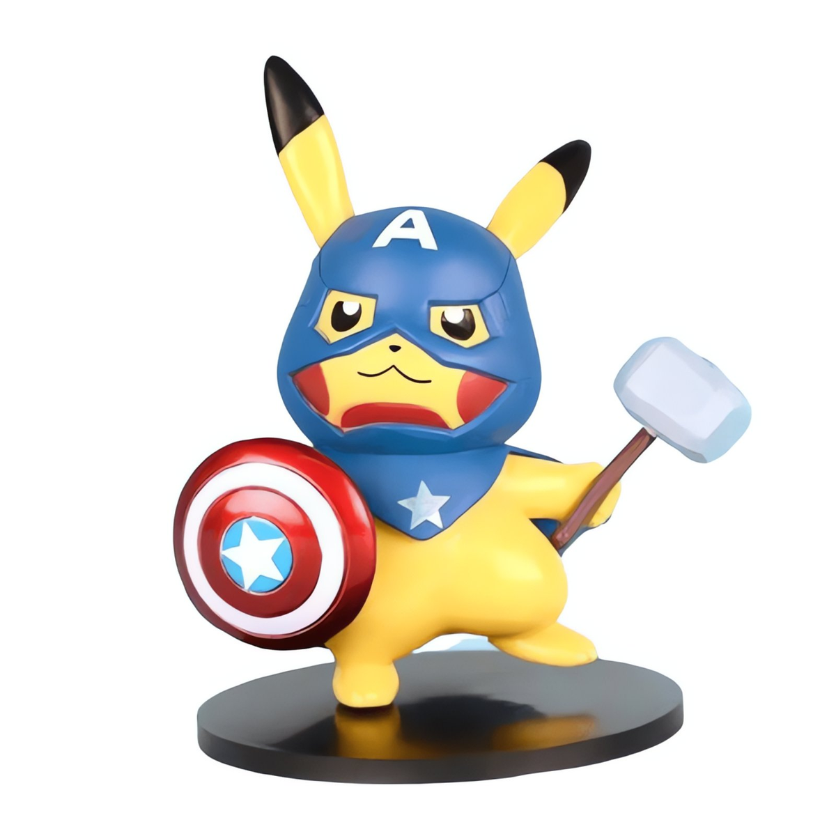 Captain America-style Pikachu Pokémon figure, 12cm