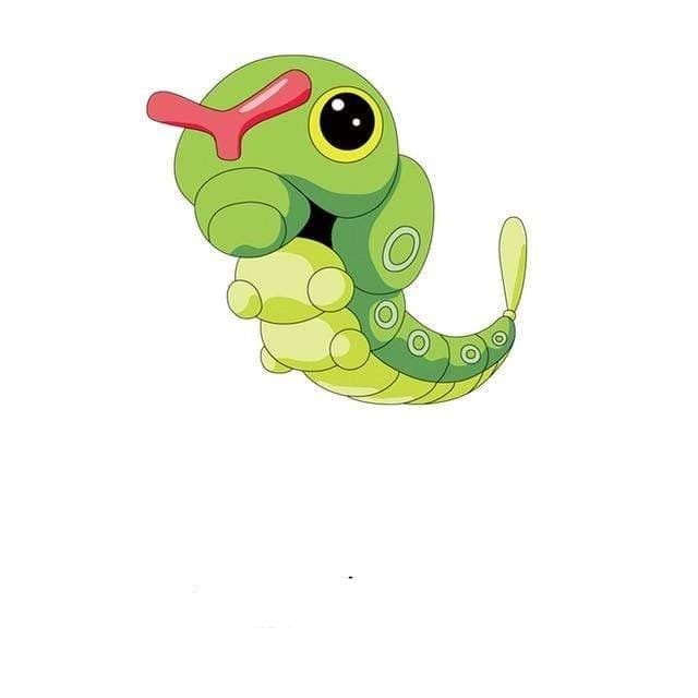 Caterpie Pokémon stickers with 3D design
