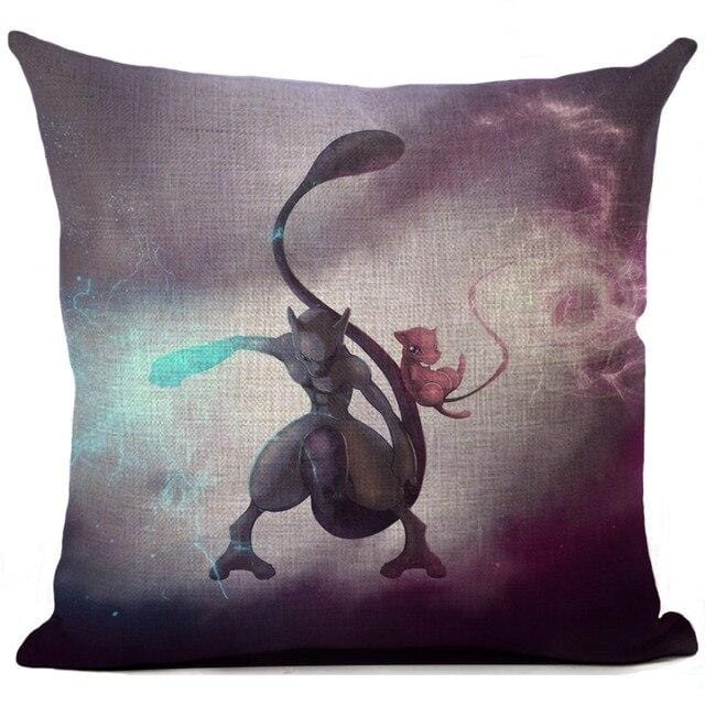Mewtwo and Mew Pokémon pillow, 45 x 45cm