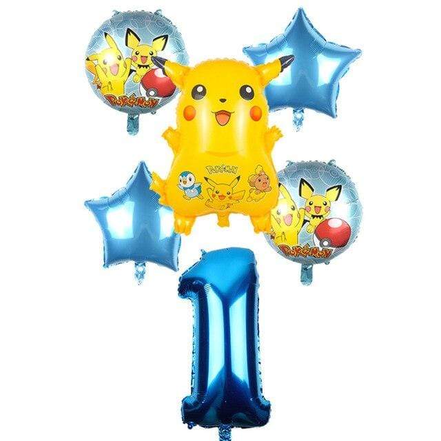 Blue Pokémon birthday number balloons