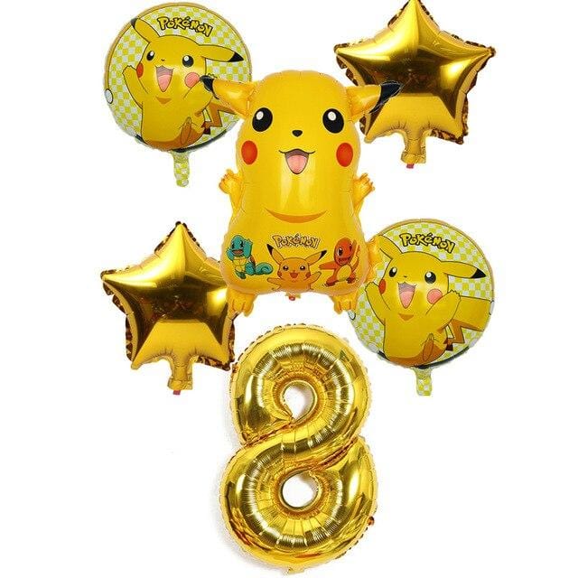 Yellow Pokémon number balloons, 45 x 45cm
