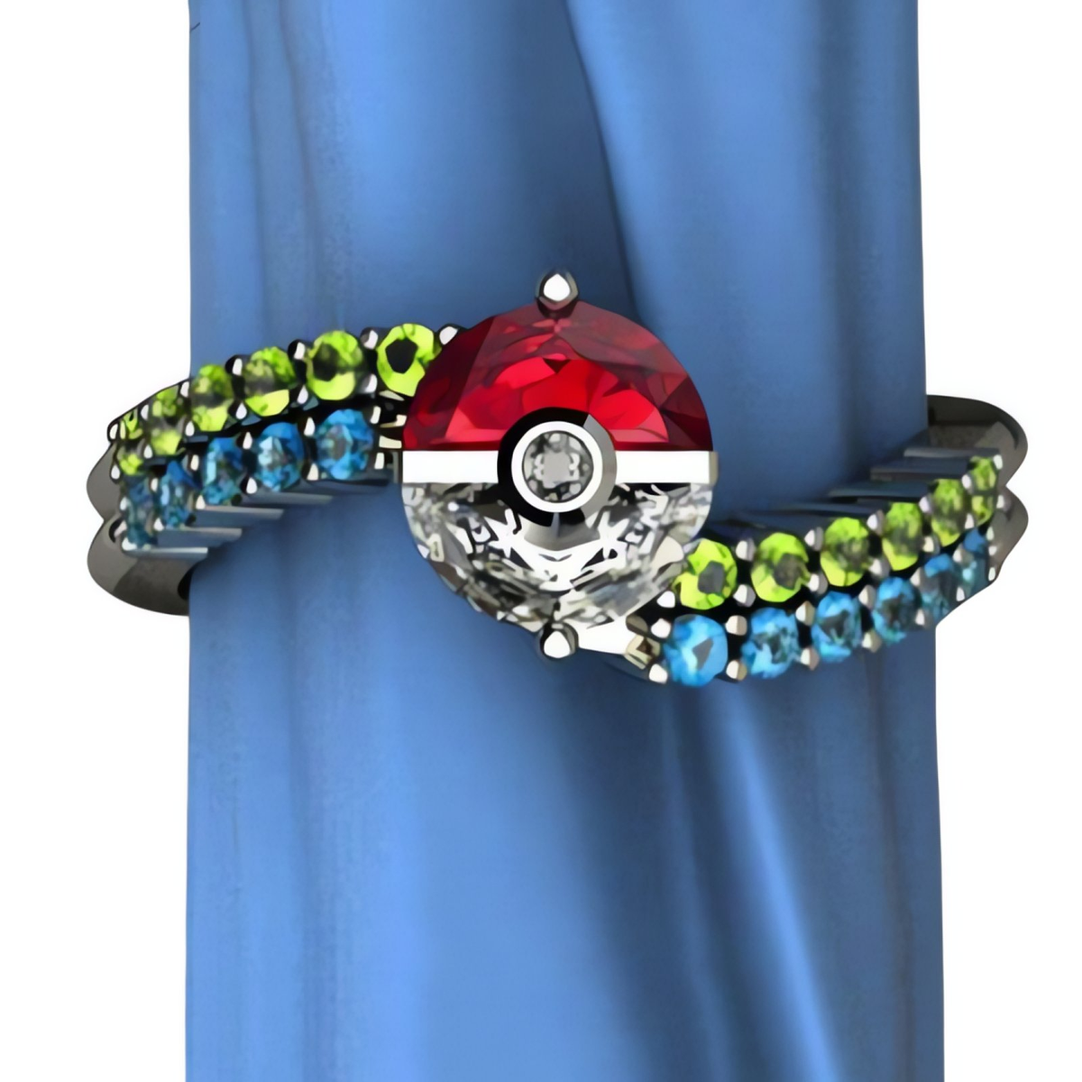 Coloured Poké Ball Pokémon ring, size 62