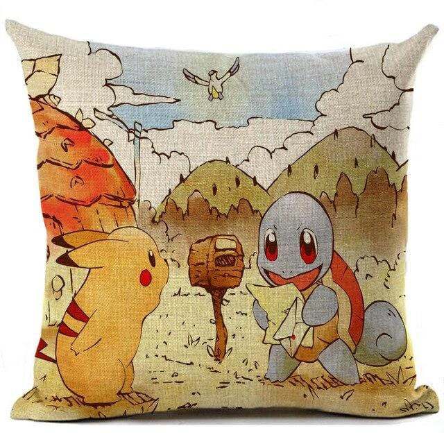 Squirtle and Pikachu Pokémon pillow, 45 x 45cm